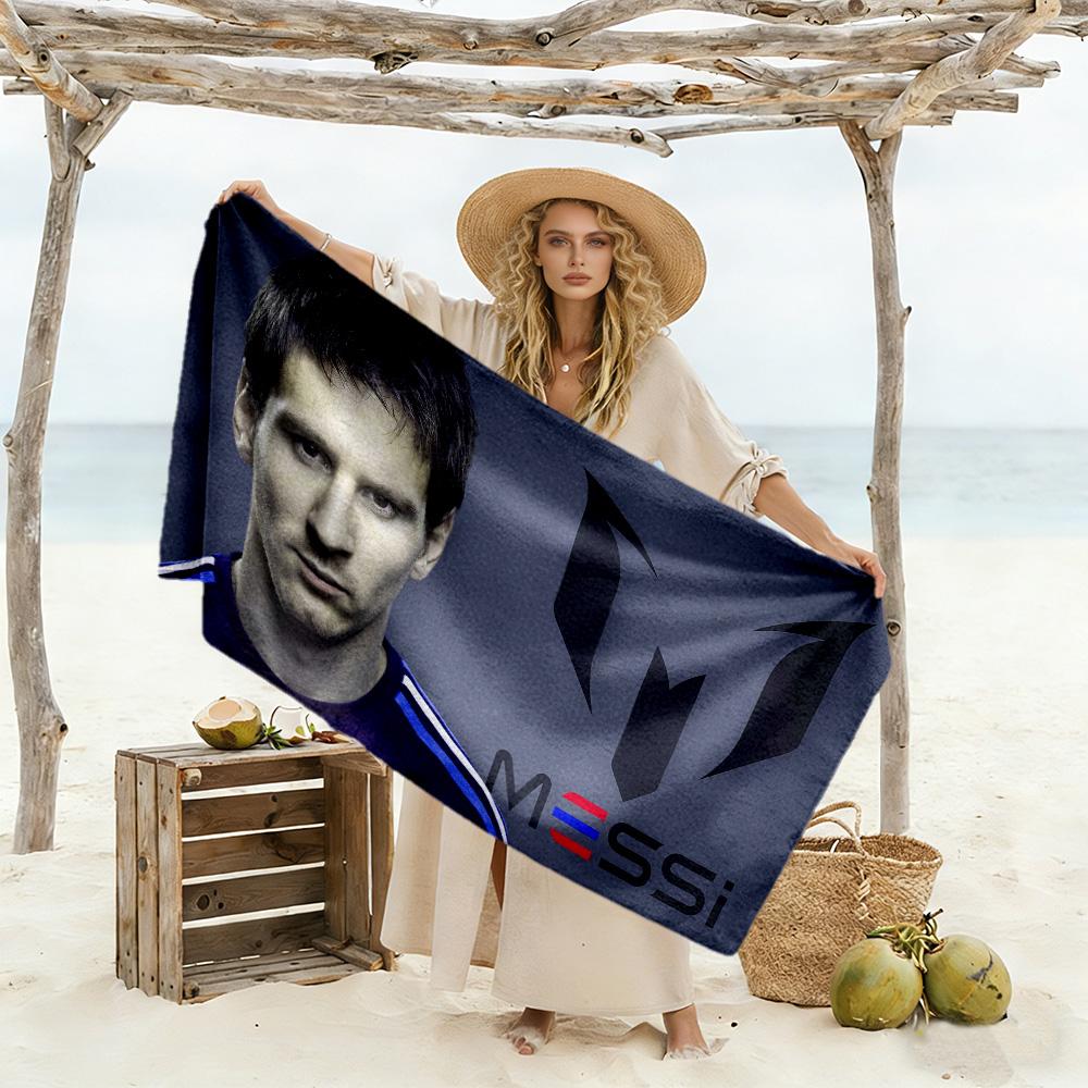 Messi's Iconic Logo Beach Towel High Absorbency & Quick-Dry Comfortable Lightweight Suitable for Swimming, Gym, Camping, Yoga Vacation