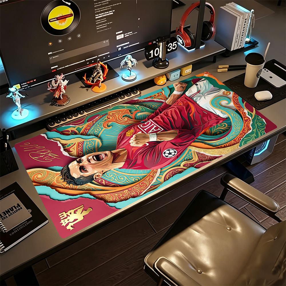 Cristiano Ronaldo Celebration Large Mouse Pad Gamer Mousepad Computer Desk Keyboard Mat Non-Slip Rubber Bottom
