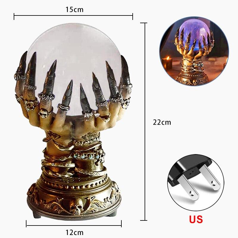Ведьма креативный светящийся стеклянный хрустальный шар на Хэллоуин Делюкс Небесный волшебный череп палец плазменный шар жуткий домашний декор на Хэллоуин