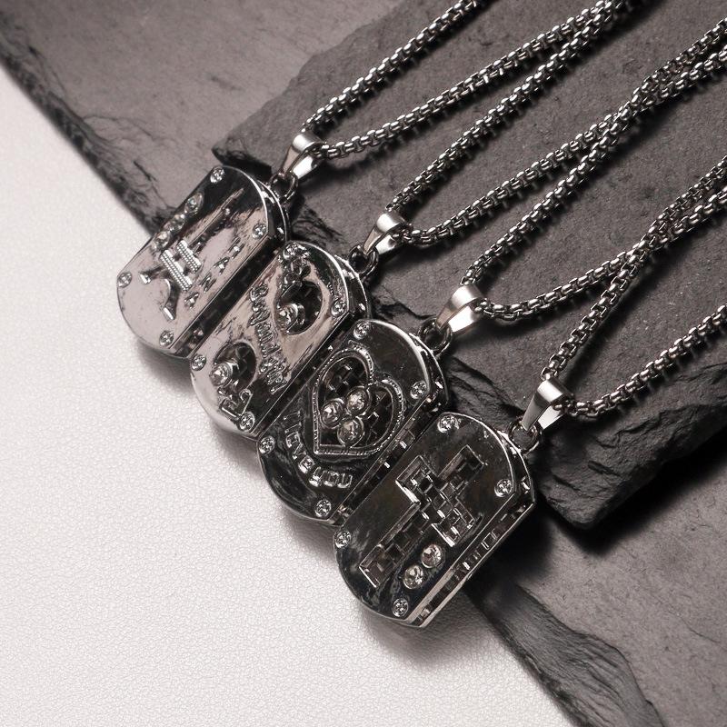 Классическое геометрическое военное ожерелье-подвеска, английское полое ожерелье 2-в-1 из нержавеющей стали