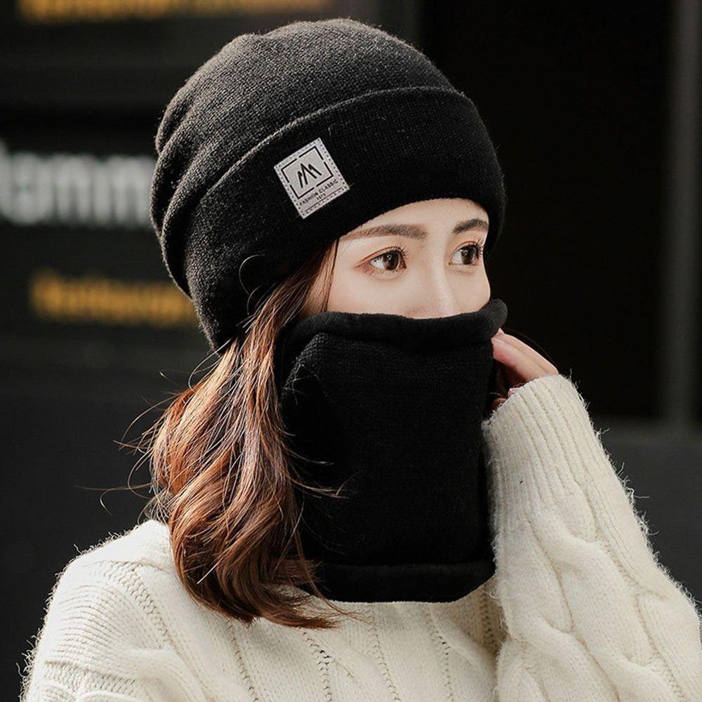 Флисовый шарф на шею, теплая вязаная шапка, зимняя Балаклава для мужчин и женщин