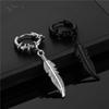 Korean Gift Men Women Cross Stud Earrings Stainless Steel Feather Hoop Earrings Fashion Jewelry