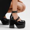 New Thick-heeled Waterproof Platform Round Head Rivets 12cm High-heeled Women's Large-sized Hollow Sandals Plus Size 34-43