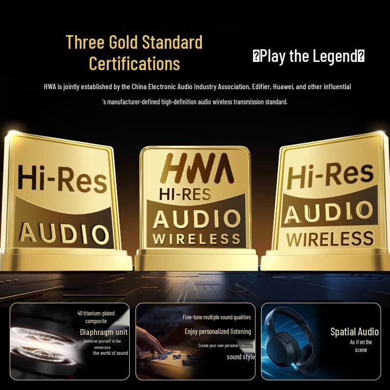 Edifier W820NB Трехцветная версия Gold Standard Bluetooth-наушники с ANC