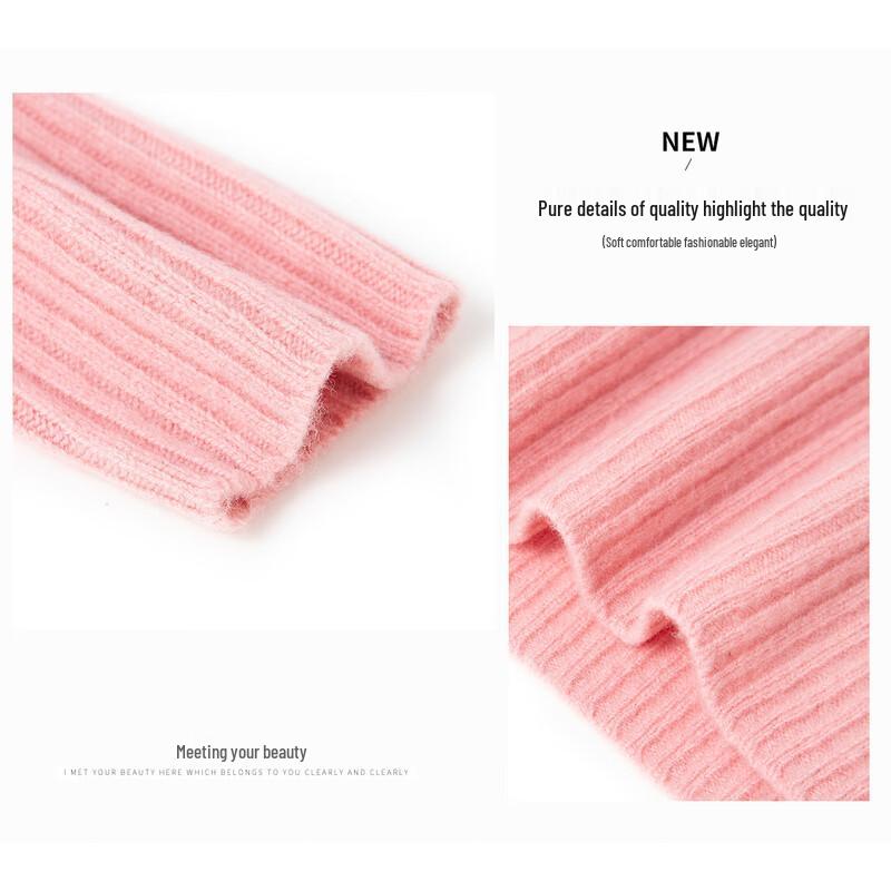 TUHUANG Women's Ribbed Wool Cashmere Turtleneck Sweater