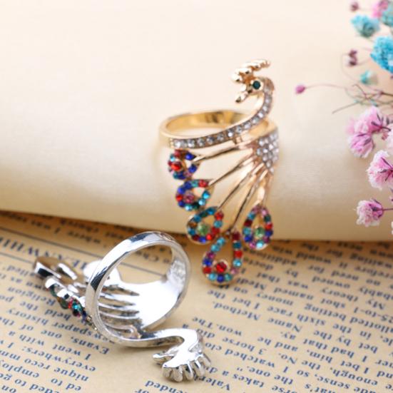 Женское ретро позолоченное кольцо со стразами в форме павлина, ювелирные изделия, подарки