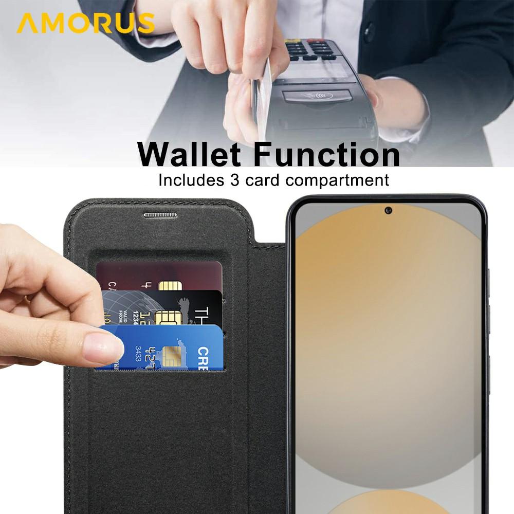 Чехол для Samsung Galaxy S24 FE, совместимый с MagSafe, держатель для карт с RFID-защитой, кожаная накладка на телефон