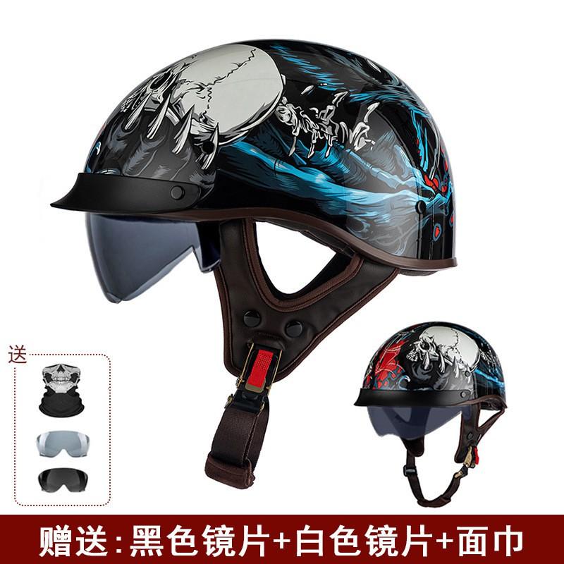 Vintage Half Face Motorcycle Helmet Men Women Retro Cruiser Style DOT Approved Open