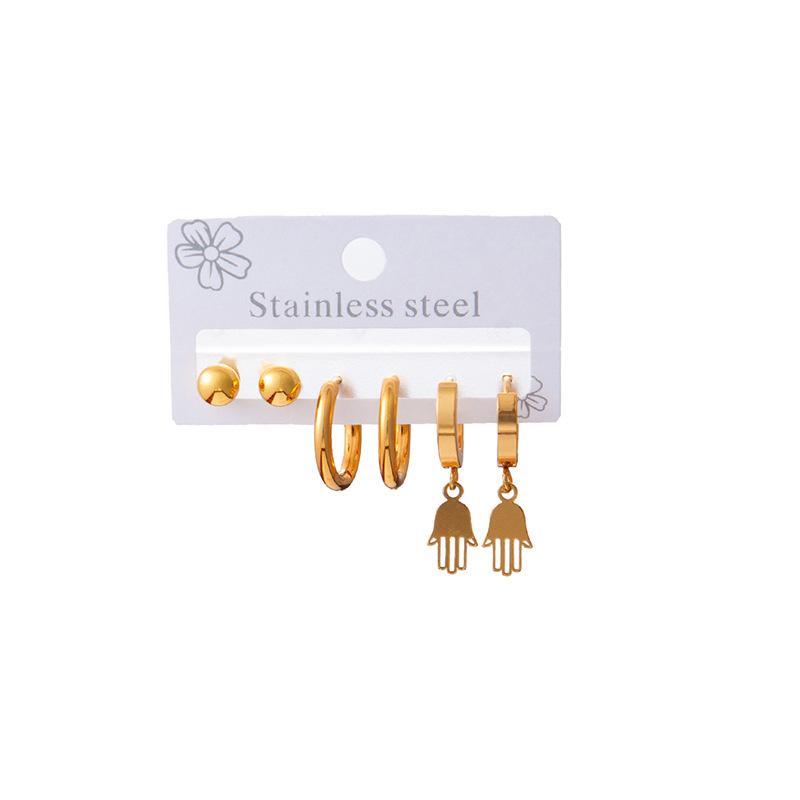 High Quality Silver Drop Earrings Set Three Pairs One Card. Unisex Flower Shape Party Wear Fading Resistant Bean Earrings