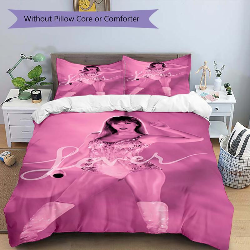 Taylor Swift Lover Album Artwork Bedding Set,Breathable Duvet Cover with Pillowcases,Soft Bed Linen for Bedroom Home Decoration,Perfect Festival Birth