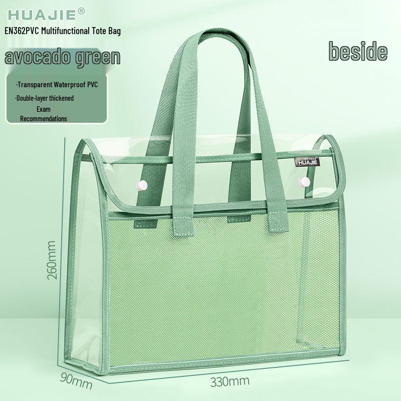 Double-Layer Transparent Tote: Book Carrier & File Storage for Exams and Homework