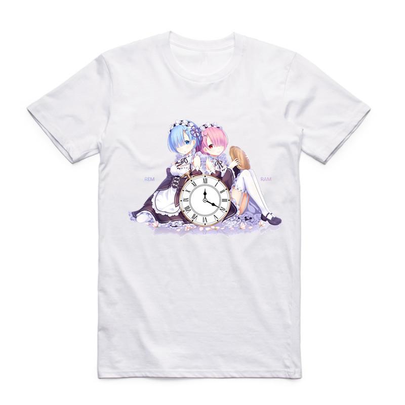 2019Fashion Unisex Print Re:Zero REM Anime T Shirt O-Neck Short Sleeve Summer Re:Life In A Different World From Zero Unisex Top Tee