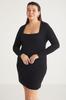 Women's Big Size Dress Bessiebb Square Collar Mini Black Plus Size Dress That Covers The Body Completely