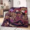 JoJo's Bizarre Adventure Flannel Blanket, Cartoon Print for Bedroom Accessories, Warm Throw for Chairs, Portable Travel_LIAN