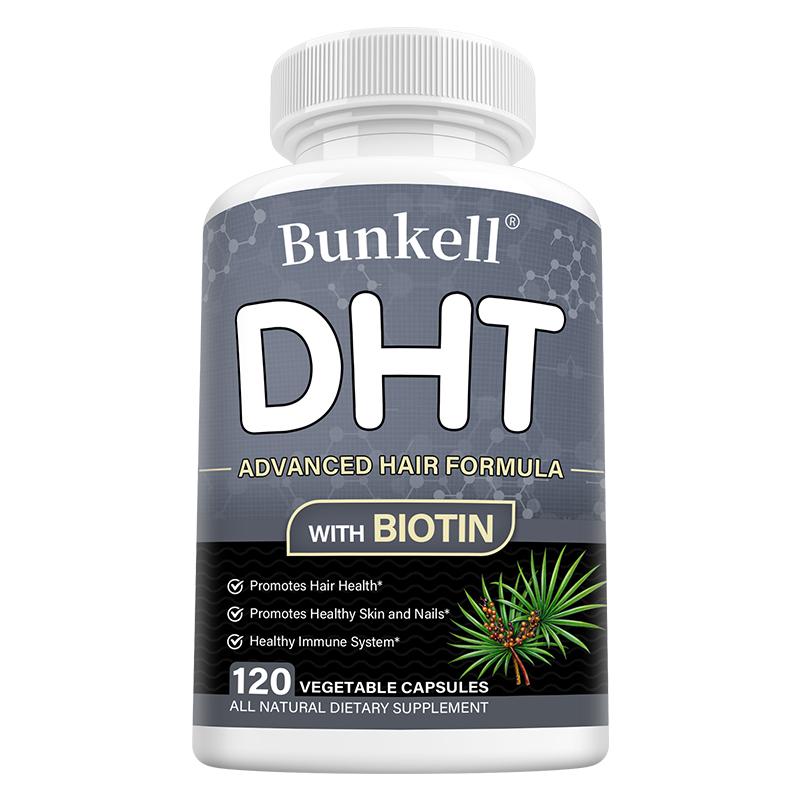 Bunkell DHT Advanced Hair Formula Dietary Supplement with Saw Palmetto, Biotin, 120 Vegetable Capsules