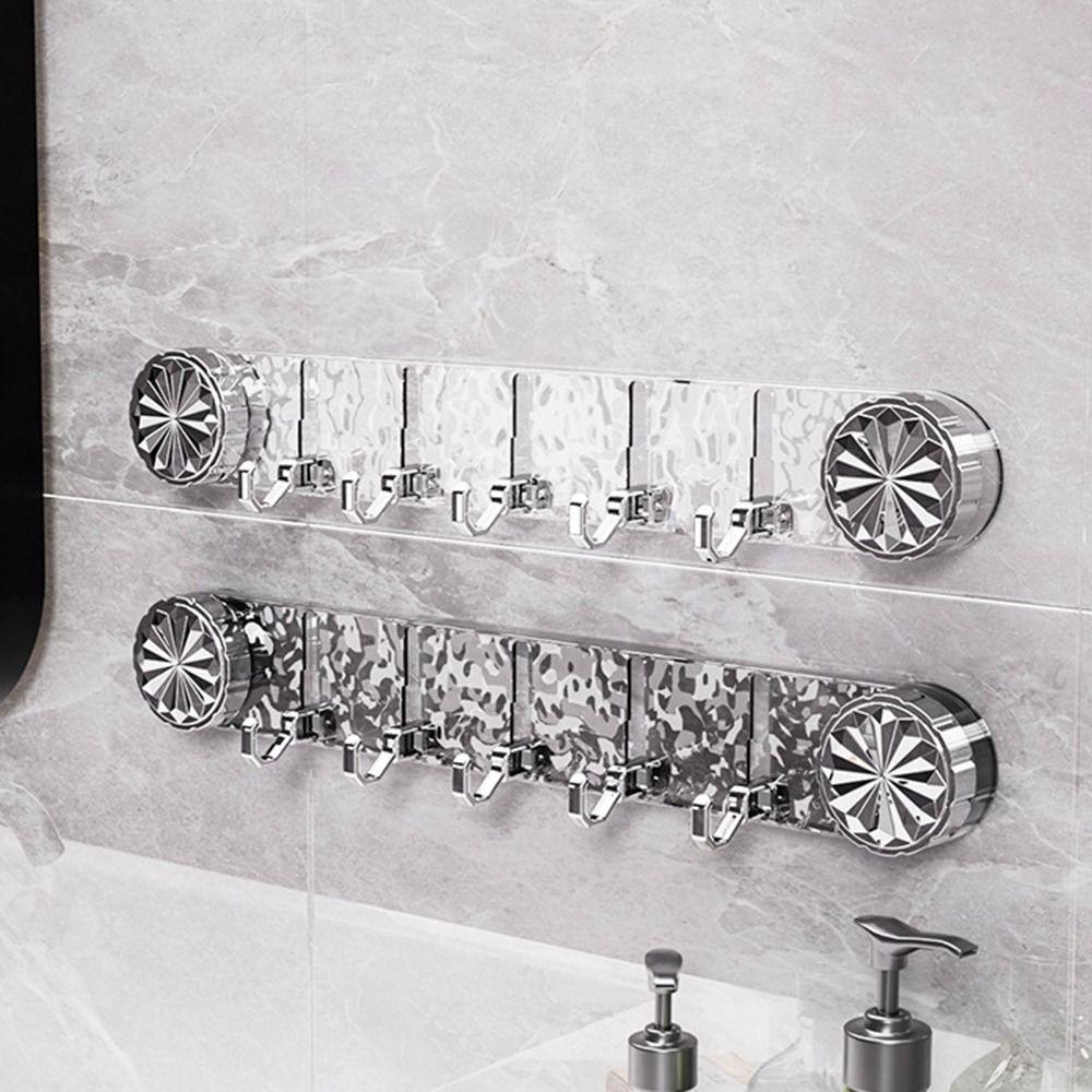 Transparent Wall Mounted Corrugated Row Hook 5 Hooks Sundries Storage Hook  Bathroom Accessories