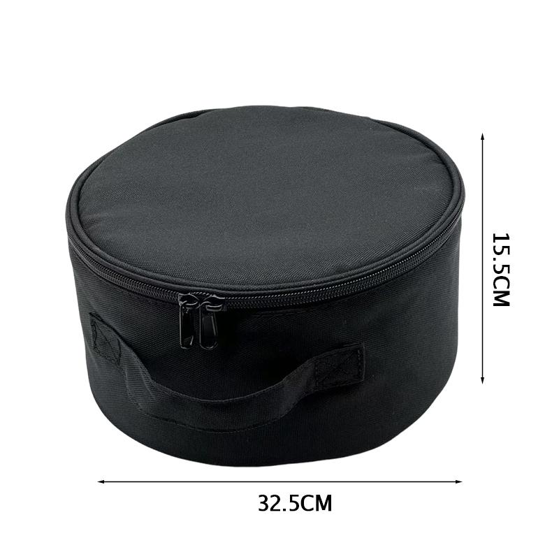 Round Telescopic Fan Storage Bag Large Capacity Outdoor Fan Hand Bag Folding Waterproof Fan Case with Double Zipper Mesh Pocket