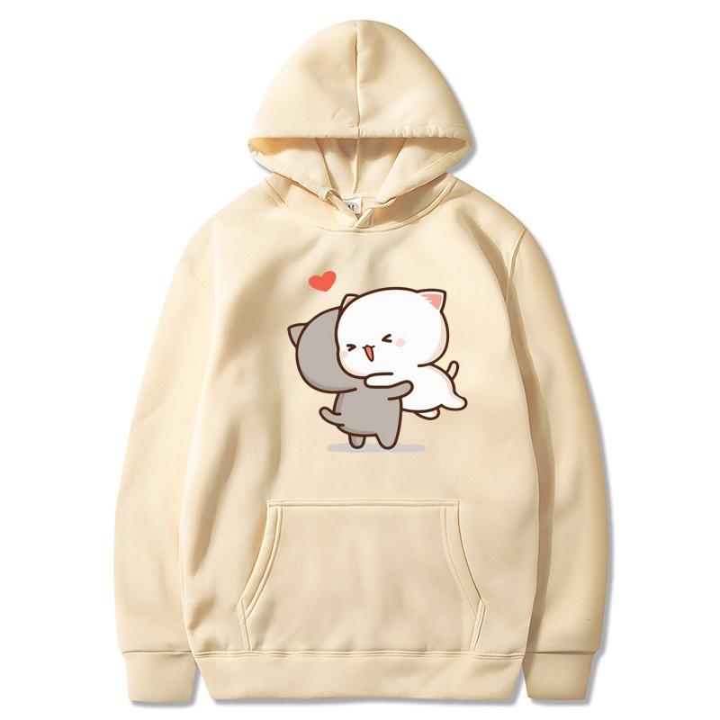 Peach And Goma Cartoon Print Men/Women Hoodie Casual Oversized Pullover Popular Sweatshirt Fashion Trend Unisex Clothing