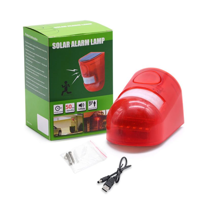 Solar Powered Warning Crime Automatic Motion 110dB LED Security Tea Parking Lot Light, Outdoor, Prevention, Anti-Theft, Lighting, Sensor, Siren,