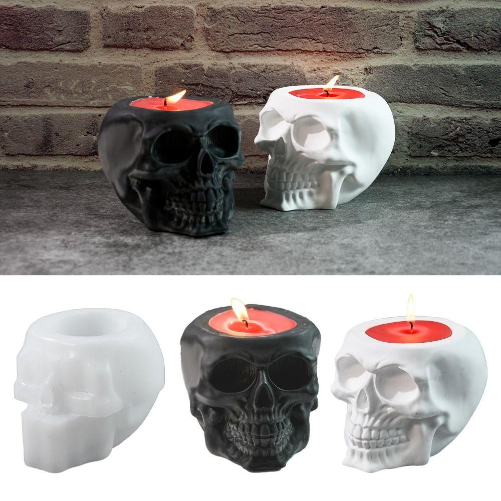 Creative Skull Candle Jar Molds 3D Halloween Candle Jar Mold for Beginners