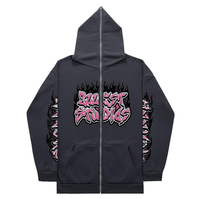 Zip-up Hoodie Gothic Streetwear Oversized Sweatshirt Men Women Y2K Style