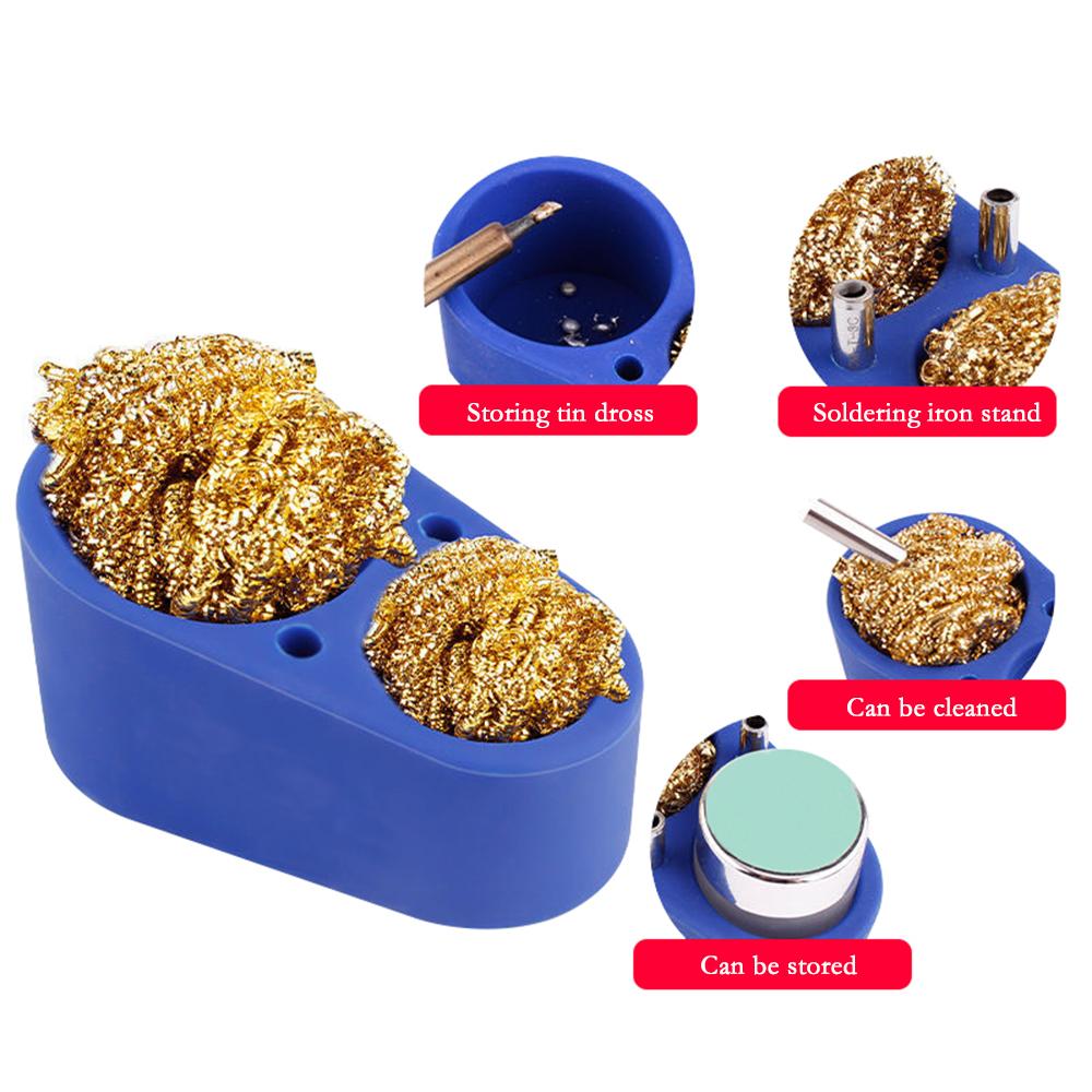 Soldering Iron Tip Cleaner Soft Silicone Tin Dross Box To Tin Cleaning Tool Resurrection Paste In Addition To Tin Ball With Base