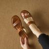 Krazing Pot Mules Cow Skin Thick Heels Peep Toe Street Wear Summer Size 42 Concise Style Elegant Women Sandals
