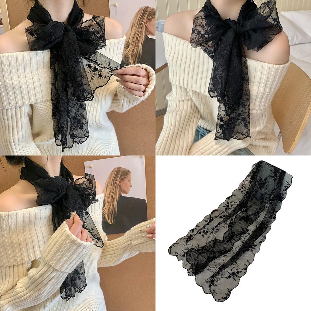 Multiuse Lace Scarf Seethrough Shawl Wrap With Flower Pattern Long Silk Scarf For Women Everyday And Special Event Wear