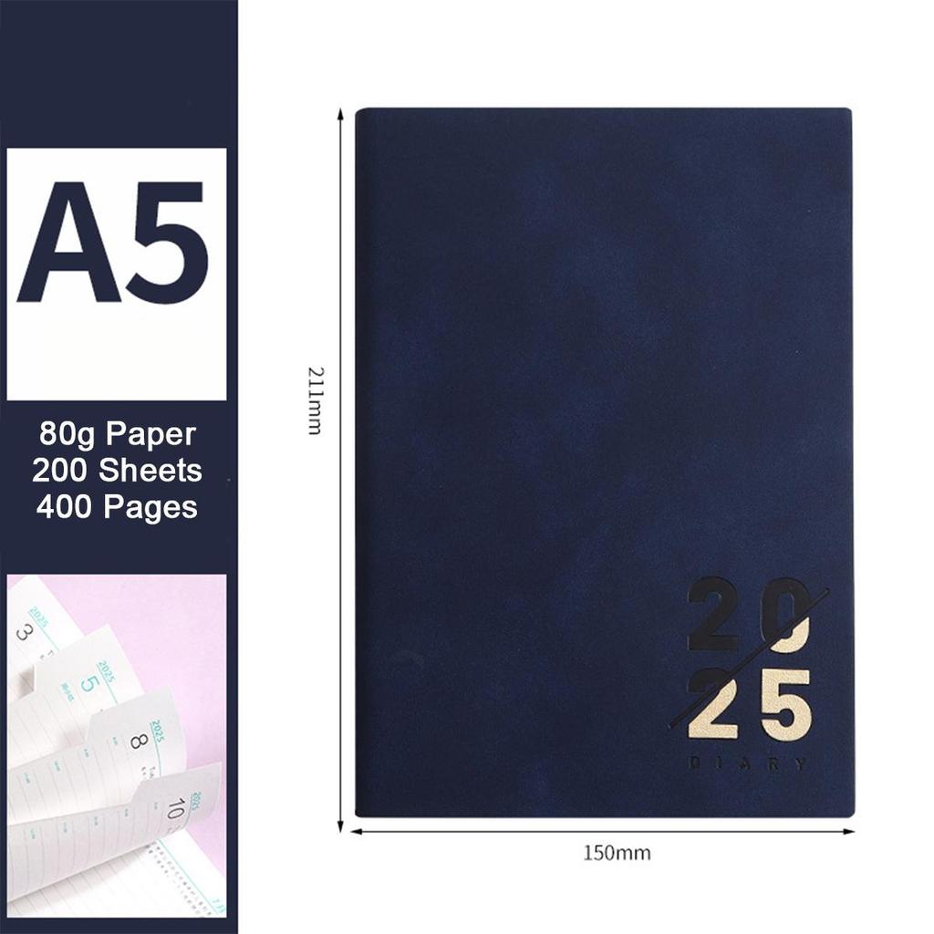 Кожаный деловой план на 2025 год формата А5, ежедневник для студентов, дневник учета на 365 дней, блокнот, памятка, 200 листов, 400 страниц