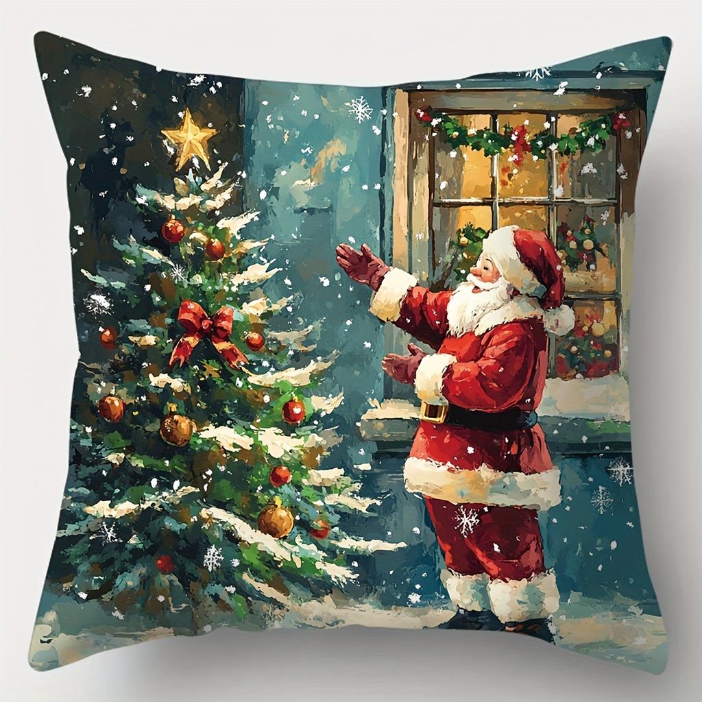 Рождественское украшение наволочка Зимняя снежная сцена Санта-Клаус и подарок наволочка диванная подушка комплект комната украшение дома