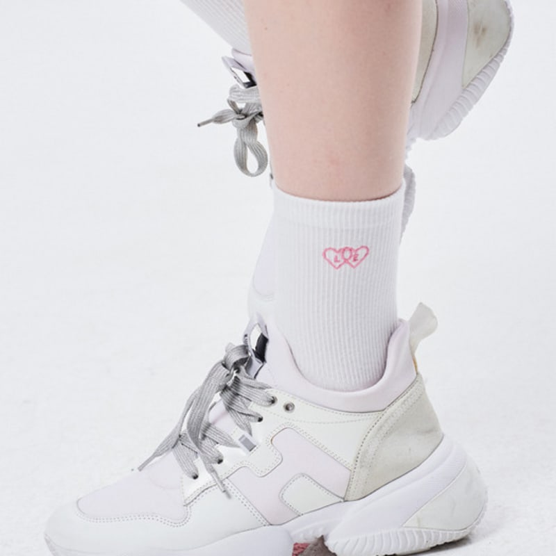 Le Sonnet Two Hearts Socks_White