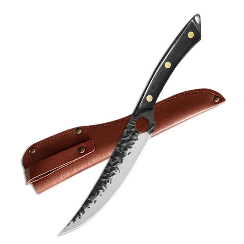 Кованый нож для разделки мяса, кухонный нож для очистки овощей и костей, ручной работы, универсальный нож для разделки мяса, поварской филетировочный нож, нож для рыбалки на открытом воздухе