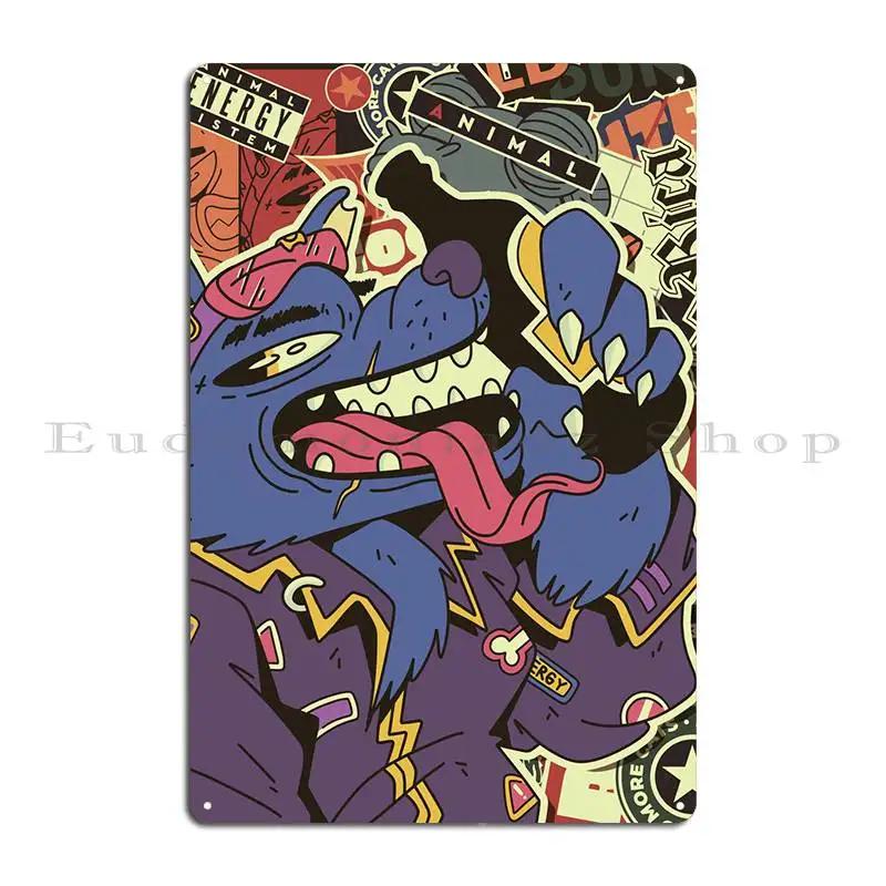 Wolf Punk Metal Signs Wall Mural Customize Mural Wall Living Room Tin Sign Poster