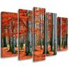 Five Piece Picture Canvas Print Forest Red Autumn Nature