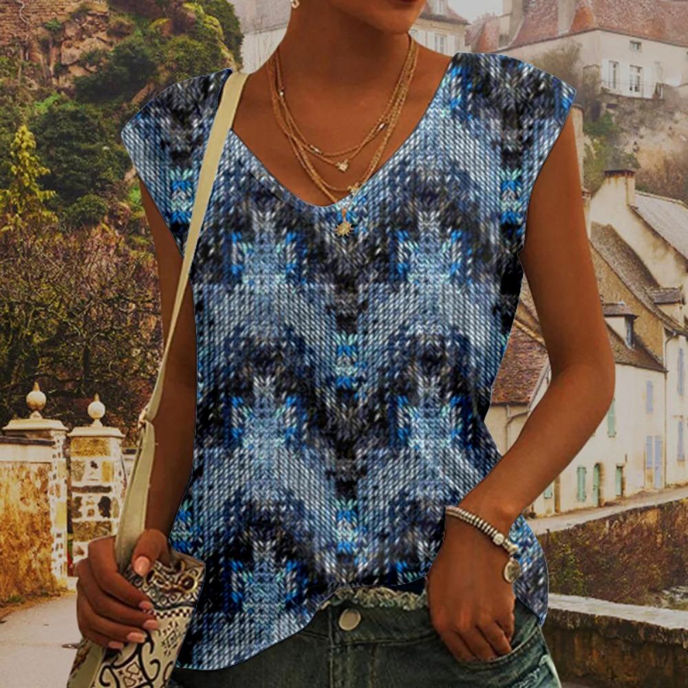 Летние цветные цветочные 3D-принты для женщин, уличные майки, свободный жилет с V-образным вырезом, без рукавов, женские майки