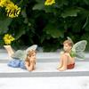 Backyard Fairy Garden Supplies 2Pcs/Set Boy And Girl Statues, Resin Miniature Figurines, DIY Craft for Dioramas Cute Mini Figures Garden, Potted