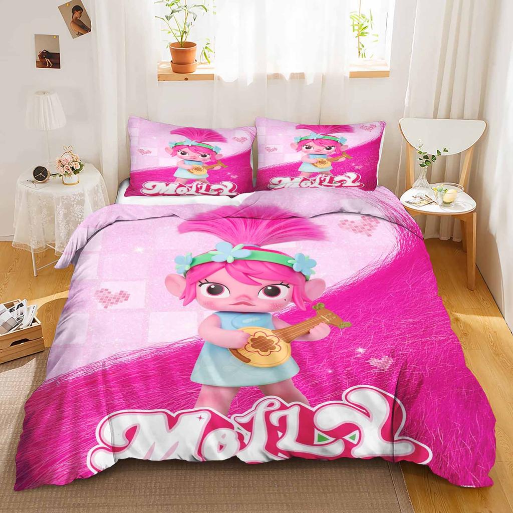 Комплект постельного белья «Тролли» Одеяло Постельное белье 3D Детский комплект постельного белья 3 предмета 1 Пододеяльник Кинг-сайз