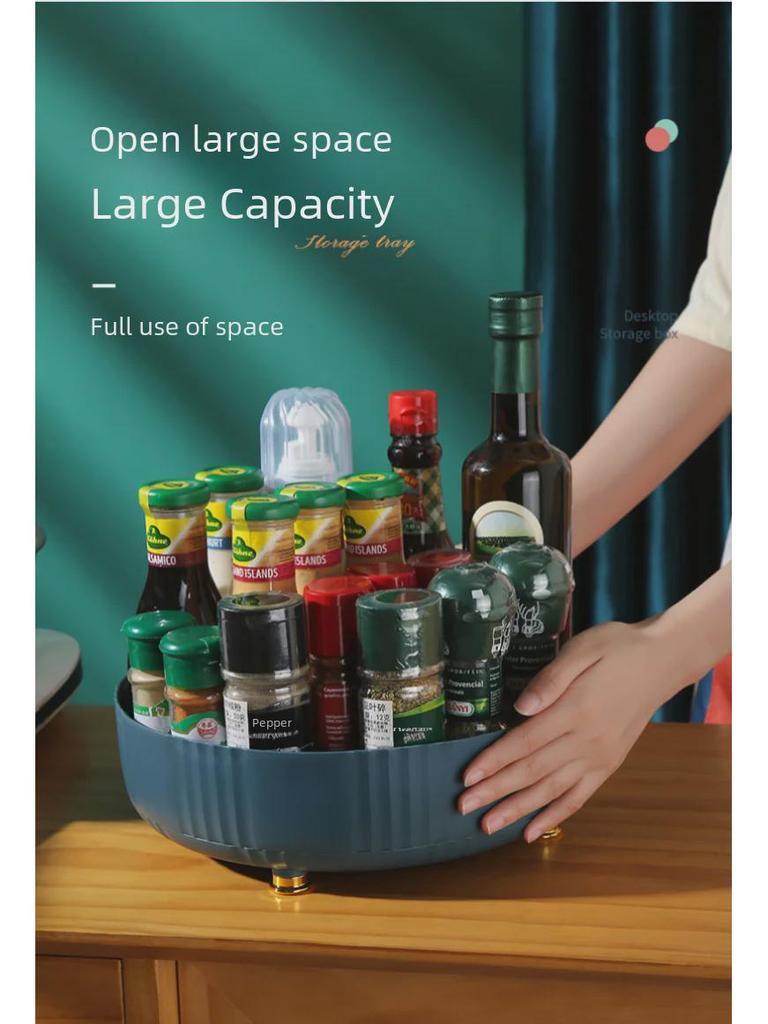 Вращающаяся кухонная полка для специй с многофункциональным хранилищем для приправ и фруктов