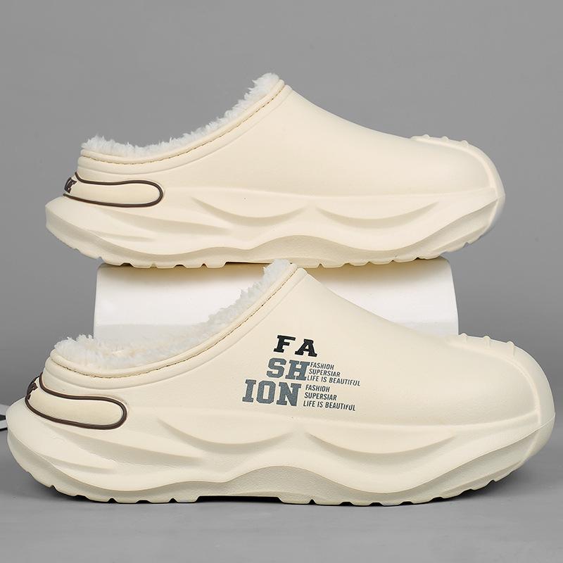 Зимние парные бархатные теплые мягкие хлопковые тапочки на подошве - Утепленные полутапочки для женщин, Послеродовой уход