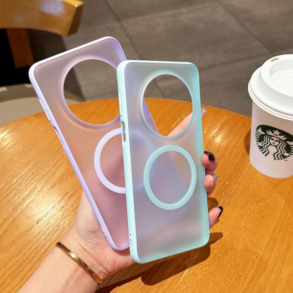 Креативное магнитное притяжение подходит для Huawei Mate70pro + матовый чехол для мобильного телефона mate70 прозрачный акрил противоударный.