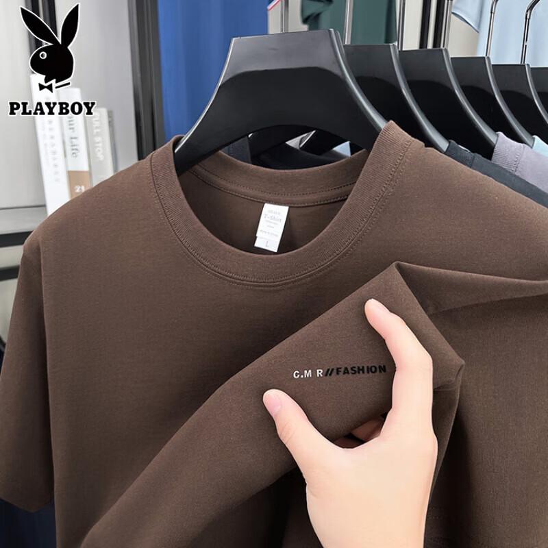 PLAYBOY Мужская футболка с коротким рукавом из чистого хлопка