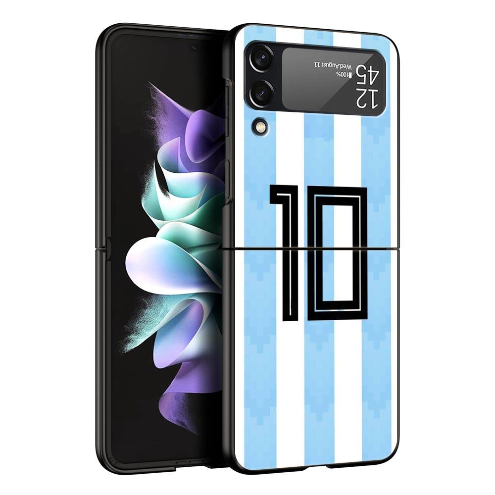 Футбольный чехол из твердого поликарбоната на 10 игроков для Samsung Galaxy Z Flip 7 6 5 4 Черная крышка для Galaxy Z Flip 3 Складная оболочка Fundas
