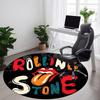 1 шт. Круглый коврик для офиса с логотипом Rolling Stone - Идеально подходит для декора офиса или кабинета, Машинная стирка, Нескользящая основа, Декоративный коврик для пола