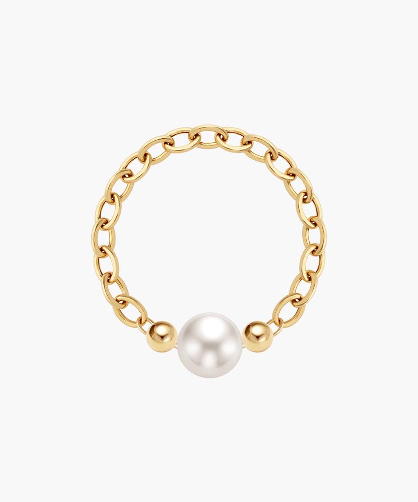 Mcel 14K Изящное Золотое Кольцо-Цепочка с Жемчугом Swarovski