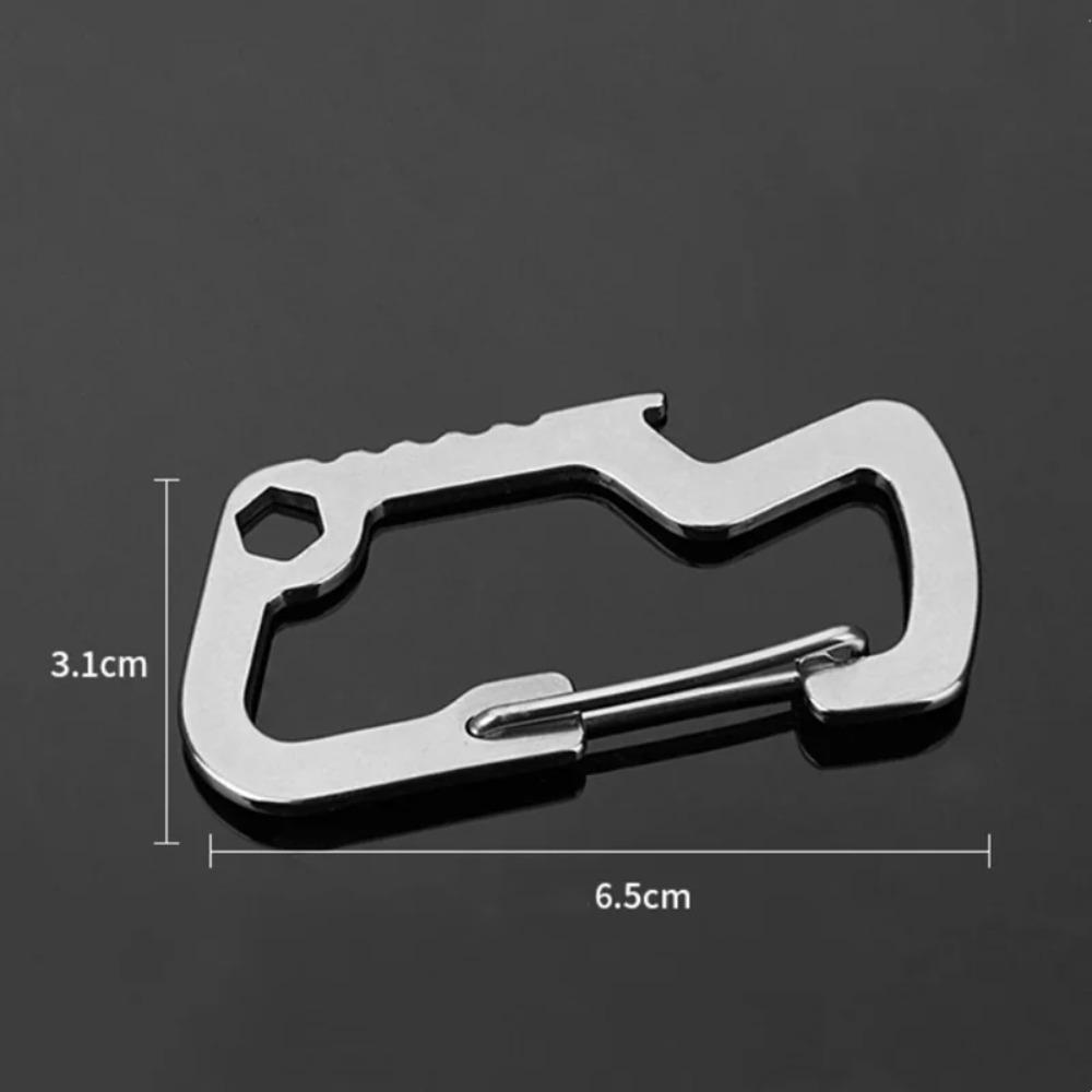 Mini Multifunctional Mountaineering Buckle Practical for Hiking Camping Bottle Opener Stainless Steel Pocket Climbing Carabiners