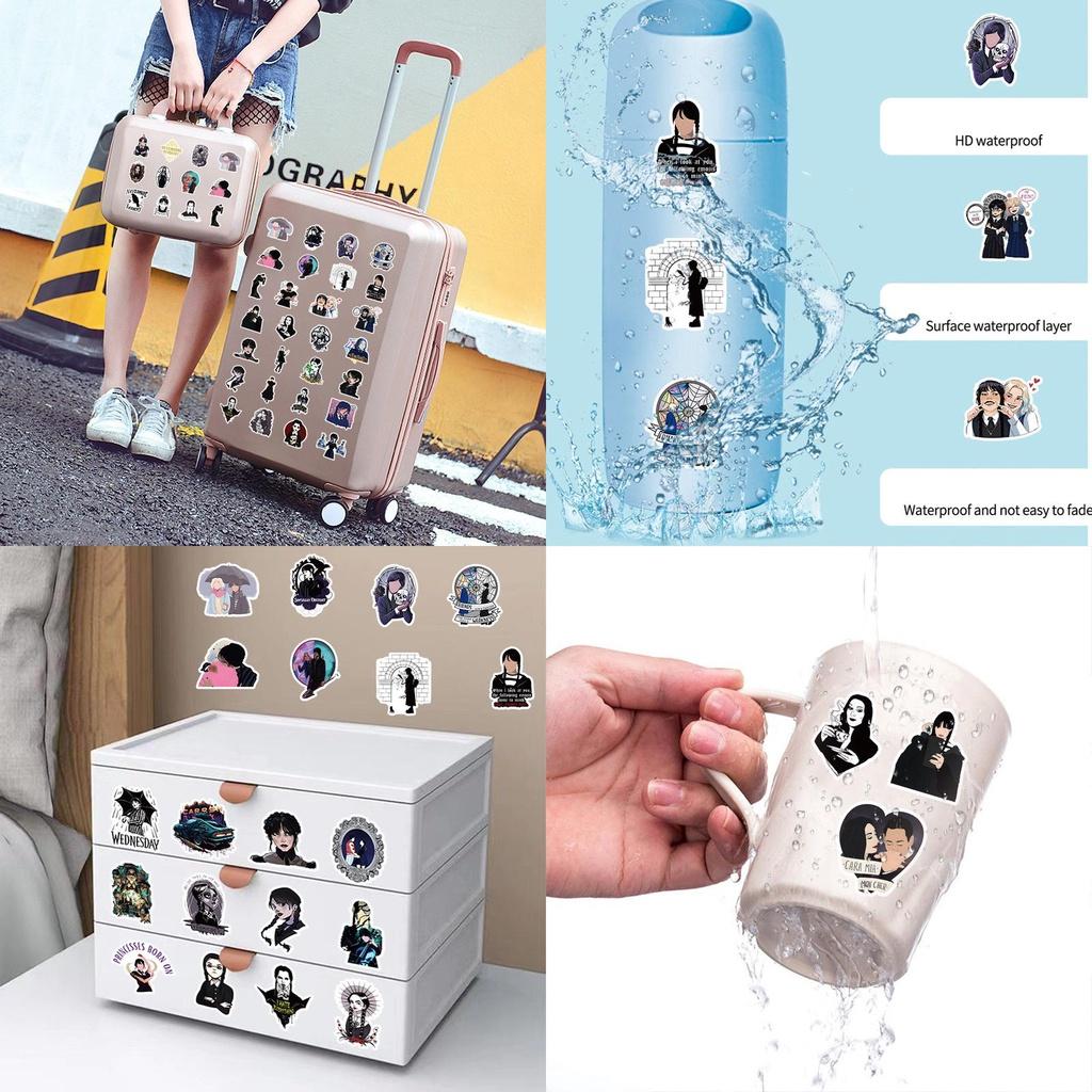 50 шт. Водонепроницаемые наклейки с Аддой Венсдей для украшения чемодана