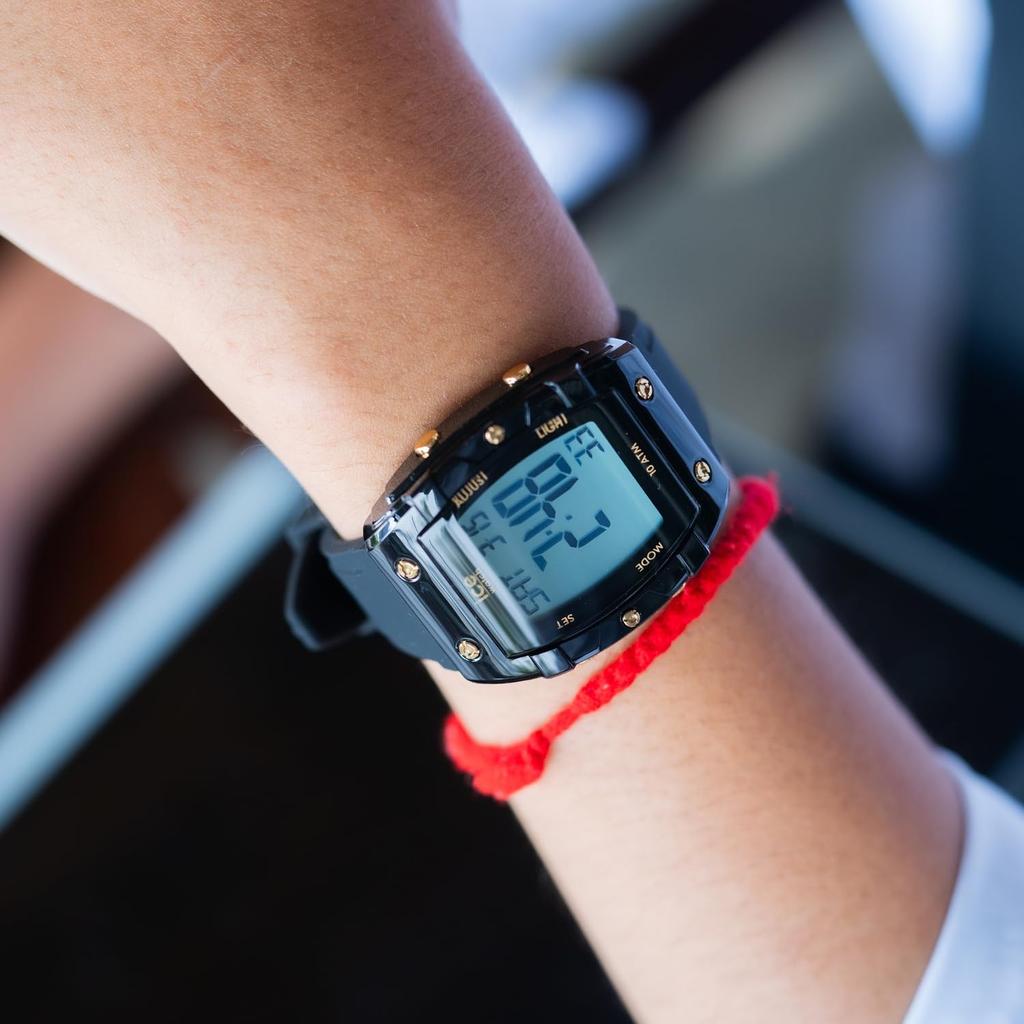 Авторизованный дистрибьютор [ICE-WATCH] Наручные часы Ice-Watch в форме тонно для мужчин и унисекс, Модель 024564, ICE Digit Boliday, Черные и золотые, Маленькие