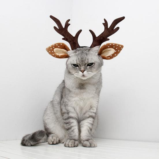 Pets Christmas Antlers Headband Adjustable Deer Hairband with Spotted Ears Deer Cosplay Headband for Dogs Cats Festive Costume Christmas Gift
