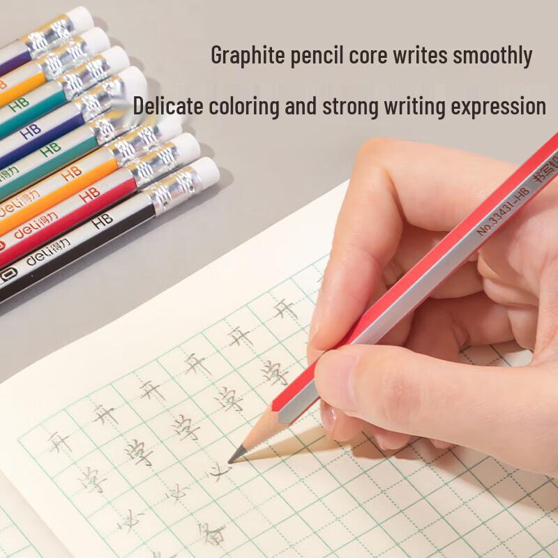 Deli Classic Colorful HB Pencils, 50-Pack with Eraser