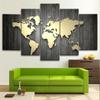 5Pcs World Map Global Designs Artistic Gold 5 Piece Canvas Wall Art Print Home Decor HD Print Modern Paintings 5 Panel Abstract